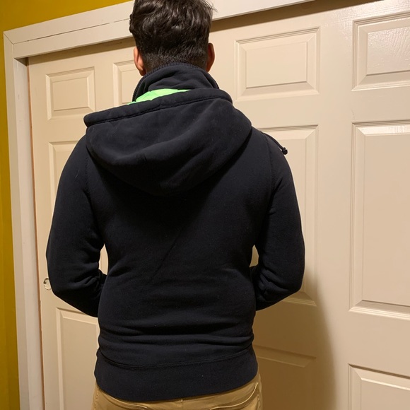 Hollister Navy Blue jacket with double neck zipper - Picture 4 of 8